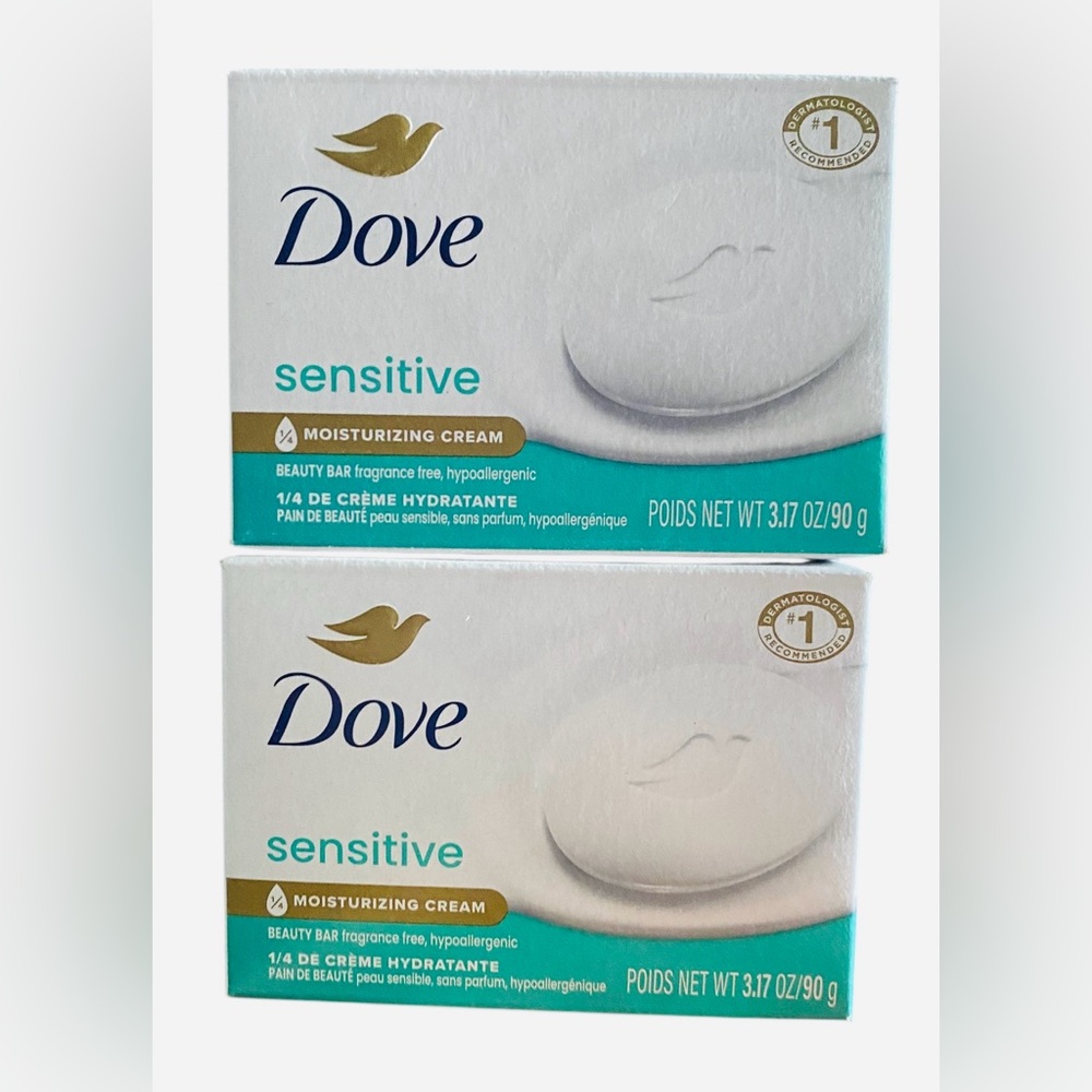 Dove Sensitive Fragrance Free Beauty Bar Pack of 2 Moisturizing Soap 3.17 oz